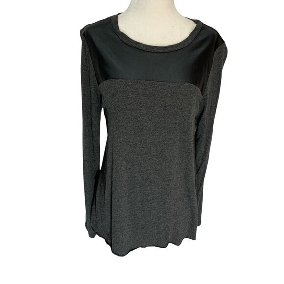 𝅺aritzia Wilfred Free Simone Grey Long Sleeve T-shirt Vegan Leather Inser… - Picture 1 of 10